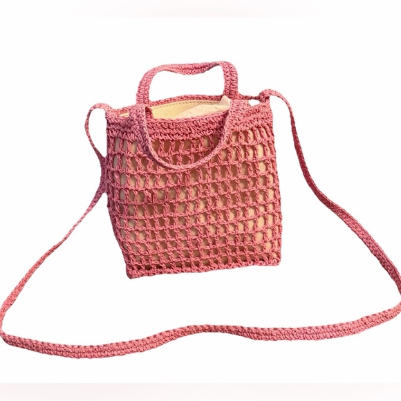 Madewell The Small Transport Retro Pink Straw Edition Crossbody Bag NWT - Picture 5 of 8